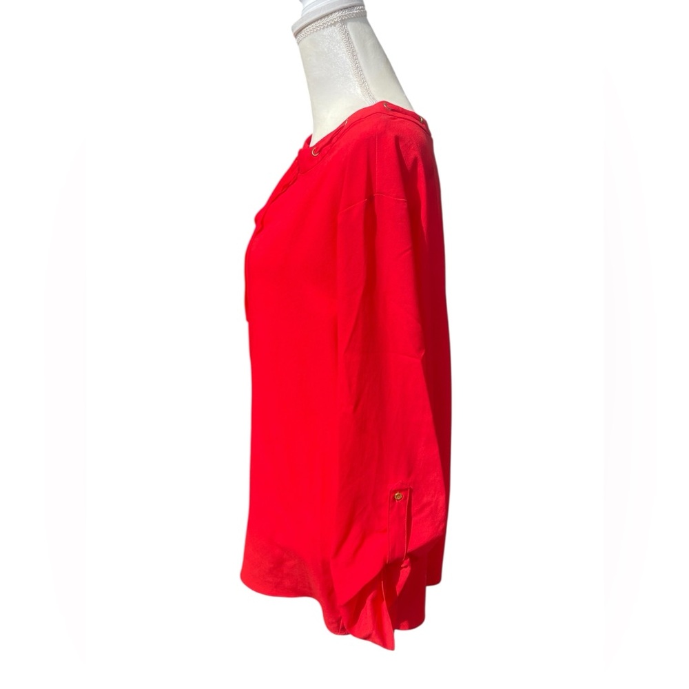 EUC Ellen Tracy Large Flowy Red Women's Tunic Top with Rivets Around Collar - Picture 3 of 8